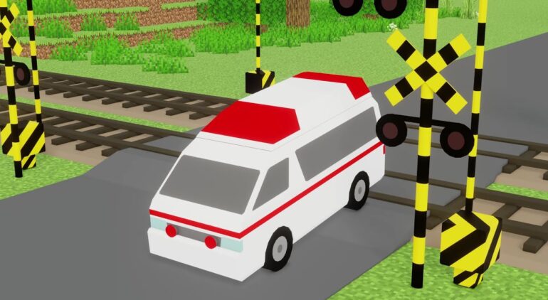 踏切 救急車 サイレン Ambulance カンカン マインクラフト 踏切アニメ Minecraft Railroad Crossing Animation Youtubeマインクラフト情報局