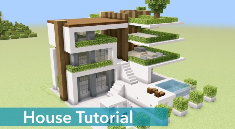 マイクラ建築 オシャレなプール付きモダンハウスの作り方 Minecraft How To Build Modern House Youtube マインクラフト情報局