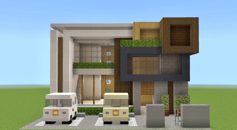 マイクラ建築 簡単なモダンハウスの作り方 Minecraft How To Build Modern House Youtubeマインクラフト 情報局